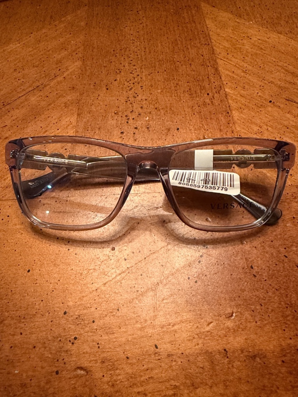 Versace Transparent Gray/Smoky Rectangular Eyeglass Frames